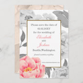Pink Peony Hochzeit speichern Sie das Datum Save The Date (Vorne/Hinten)