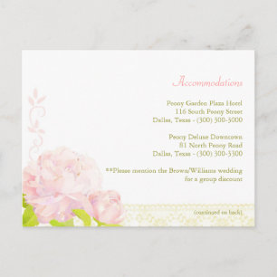Pink Peony Hochzeitsunterkunft Postkarte