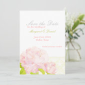 Pink Peony Imitate Lace Wedding Save the Date (Stehend Vorderseite)