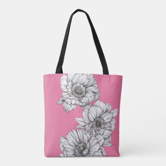 Pink Peony in Tinte Tasche (Rückseite)