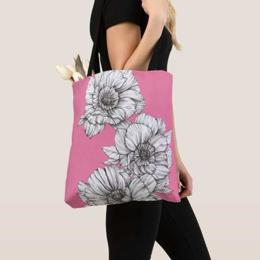 Pink Peony in Tinte Tasche (Von Nahem)