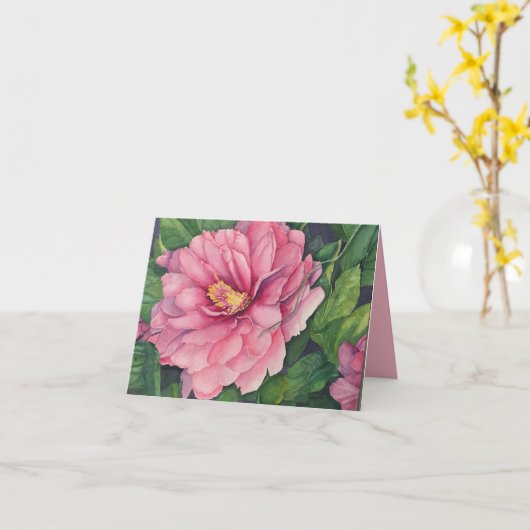 Pink Peony Karte (Gelbe Blume)