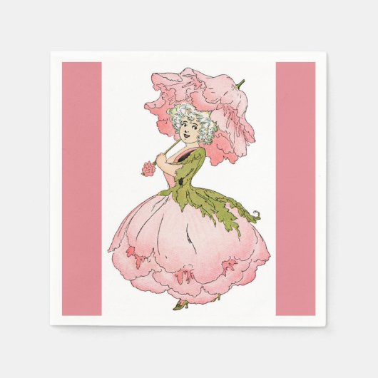 Pink Peony Lady Paper Napkin Serviette (Vorderseite)