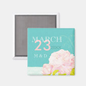 Pink Peony Lagoon Hochzeit Speichern Sie das Datum Magnet (Vorderseite/Rückseite)