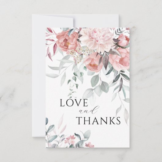 Pink Peony Liebe & Danke Hochzeit (Vorderseite)