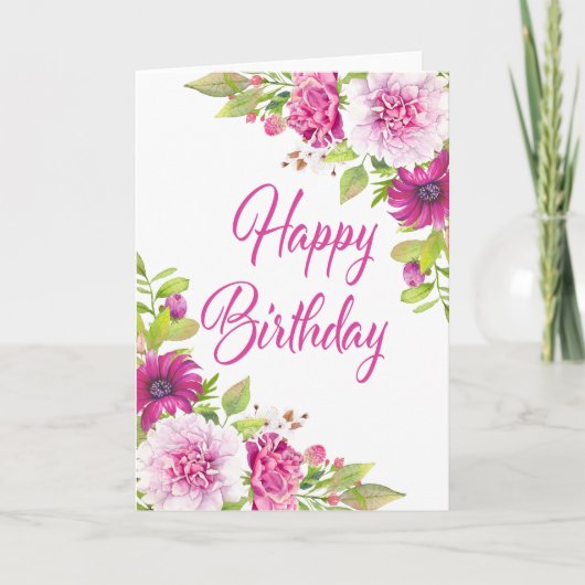 Pink Peony Lila Daisy Summer Happy Birthday Karte (Vorderseite)