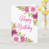 Pink Peony Lila Daisy Summer Happy Birthday Karte (Gelbe Blume)