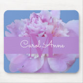 Pink Peony Lila Monogram Floral Mouse Pad Mousepad (Vorne)