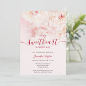 Pink Peony Little Sweetheart Girl Baby Dusche Einladung (Stehend Vorderseite)