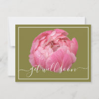 Pink Peony mit Taubentropfen Grün Hintergrund wird