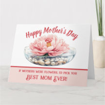 Pink Peony Mother's Day Folded Greeting Card