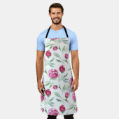 Pink Peony: Muster der Aquarellfarben-Blume Schürze (Getragen)