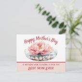 Pink-Peony-Muttertag Postkarte (Stehend Vorderseite)