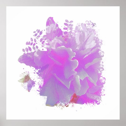 *~* Pink Peony Painting Art Butterfly AR3 Poster (Vorne)