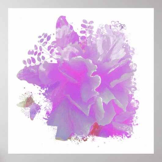 *~* Pink Peony Painting Art Butterfly AR3 Poster (Vorne)