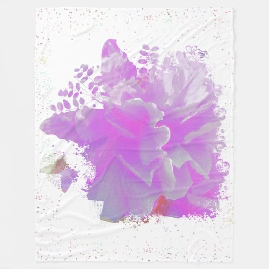 *~* Pink Peony Painting Art Happy Butterfly AR3 Fleecedecke (Vorderseite)