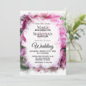 *~* Pink Peony Painting Artistic AR1 Hochzeit Einladung (Stehend Vorderseite)