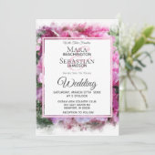 *~* Pink Peony Painting Artistic Wedding AR1 Invi Einladung (Stehend Vorderseite)