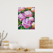 Pink Peony Painting, Peonies Blume Wall Art Poster (Küche)