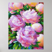 Pink Peony Painting, Peonies Blume Wall Art Poster (Vorne)