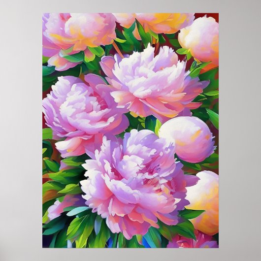 Pink Peony Painting, Peonies Blume Wall Art Poster (Vorne)