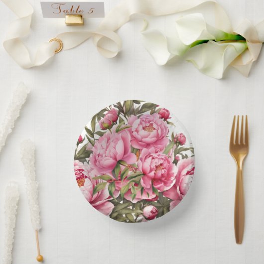 Pink Peony  Pappteller (Hochzeit)