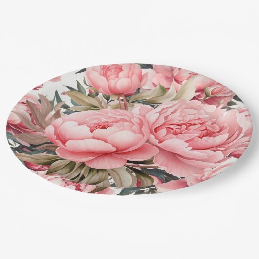 Pink Peony  Pappteller (Schrägansicht)