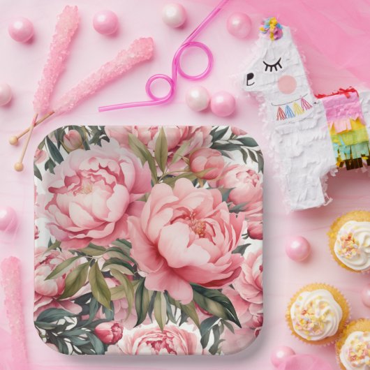 Pink Peony  Pappteller (Party)