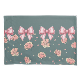 Pink Peony Pattern und Bogen Kissenbezug
