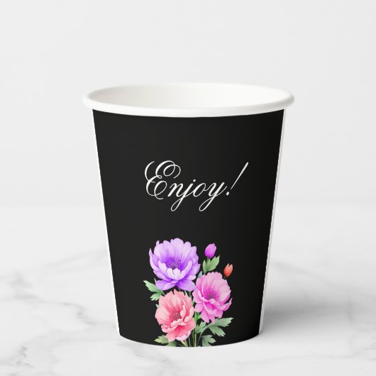 Pink Peony Petals and Prosecco Brautparty Pappbecher (Rückseite)