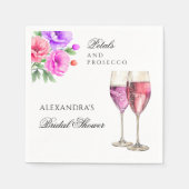 Pink Peony Petals and Prosecco Brautparty Serviette (Vorderseite)