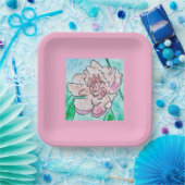 Pink Peony Pink Paper Plate Pappteller (Party)