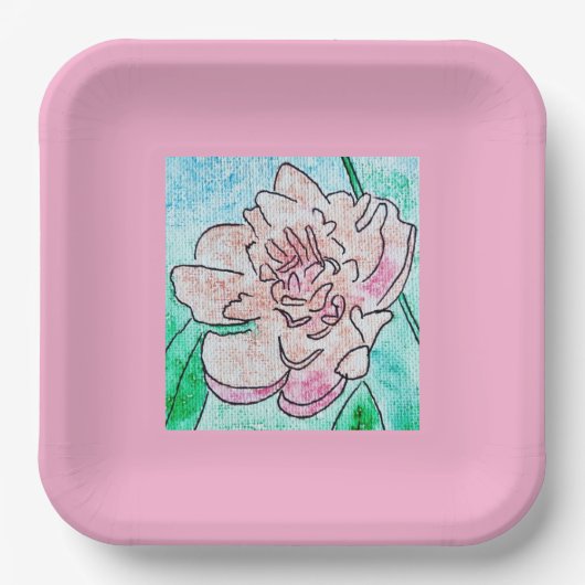 Pink Peony Pink Paper Plate Pappteller (Vorderseite)