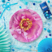 Pink Peony Plate, 9" Rundpapierplatte Pappteller (Party)