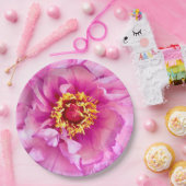 Pink Peony Plate, 9" Rundpapierplatte Pappteller (Party)