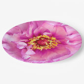 Pink Peony Plate, 9" Rundpapierplatte Pappteller (Schrägansicht)
