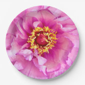 Pink Peony Plate, 9" Rundpapierplatte Pappteller (Vorderseite)