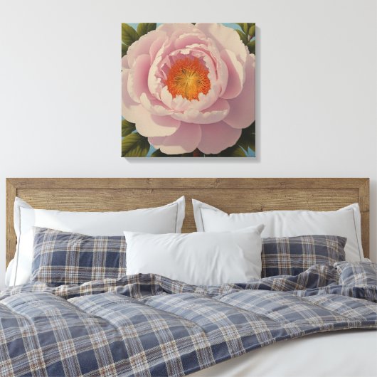 Pink Peony Portrait Leinwanddruck (Insitu (Schlafzimmer))