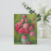 Pink Peony Postcard Postkarte (Stehend Vorderseite)