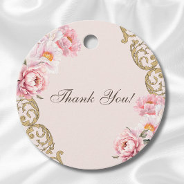 Pink Peony Rokoko Floral Baby Dusche Vielen Dank Geschenkanhänger