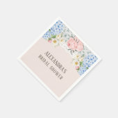 Pink Peony Romantic Blue Hydrangea Brautparty Serviette (Ecke)