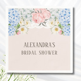 Pink Peony Romantic Blue Hydrangea Brautparty Serviette