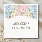 Pink Peony Romantic Blue Hydrangea Brautparty Serviette