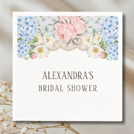 Pink Peony Romantic Blue Hydrangea Brautparty Serviette