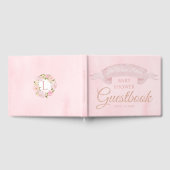 Pink Peony Rose Gold Baby Showbook Gästebuch (Voll)