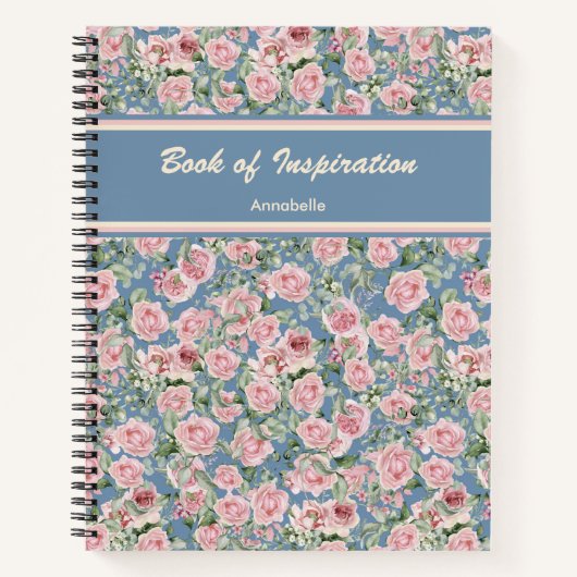 Pink Peony Rose Personalisierter Individuelle Name Notizblock (Vorderseite)