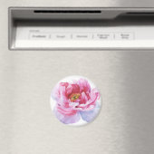 Pink Peony Round Magnet (In Situ (Geschirrspüler))