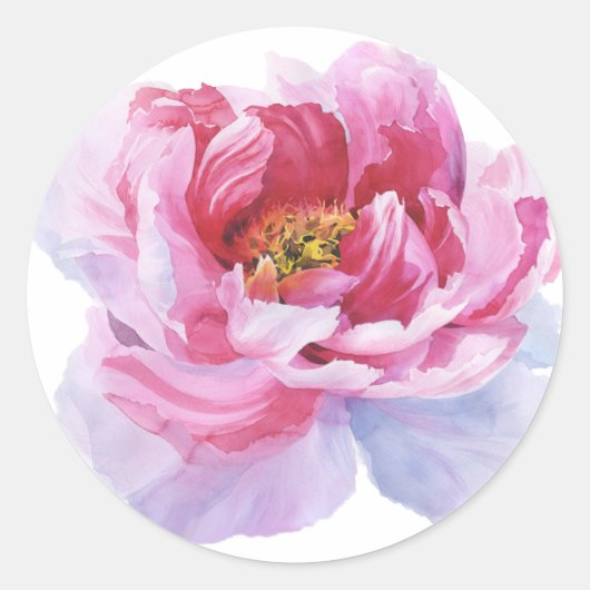 Pink Peony Round Stickers (Vorderseite)