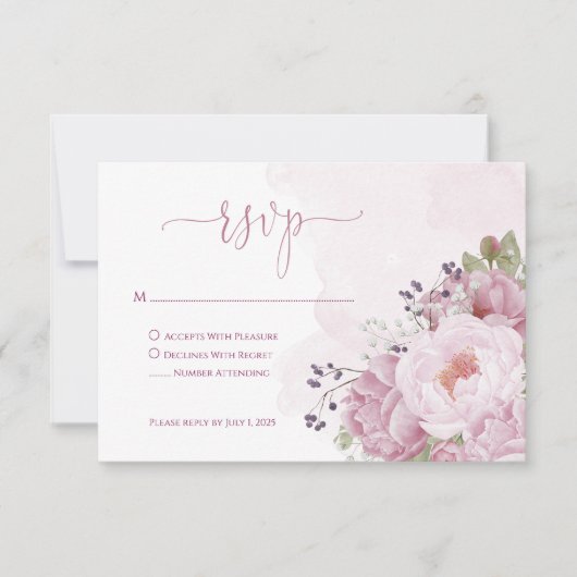 Pink Peony RSVP Cards (Vorderseite)