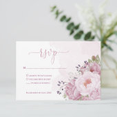 Pink Peony RSVP Cards (Stehend Vorderseite)